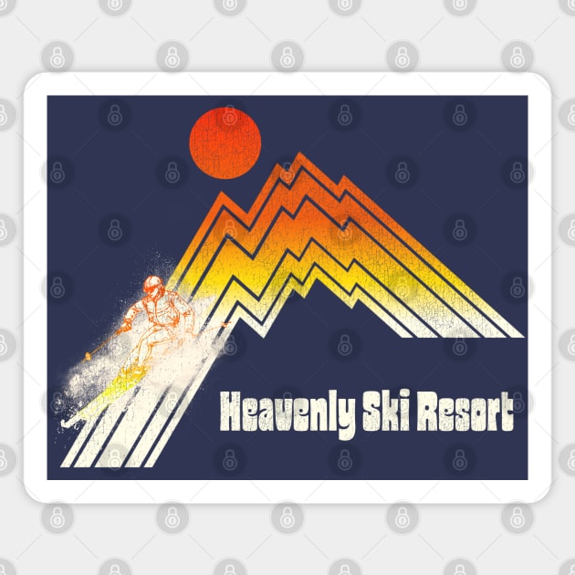 Heavenly Ski Resort 70s/80s Retro Souvenir Style Skiing Magnet by darklordpug